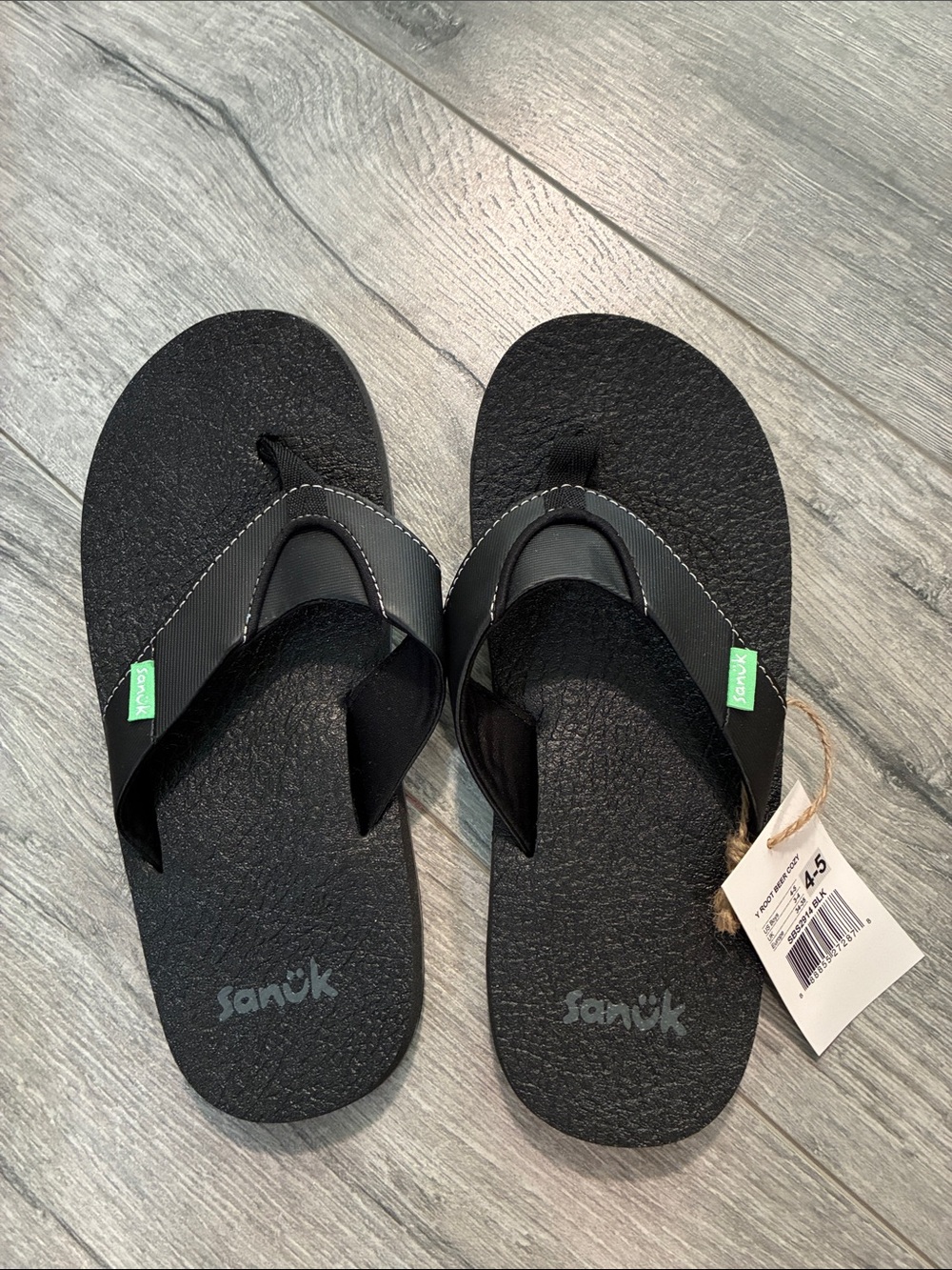 Sanuk Black Comfortable Flip-Flop Sandals kids